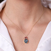 Collana in Argento 925 con cristalli azzurri e rosa