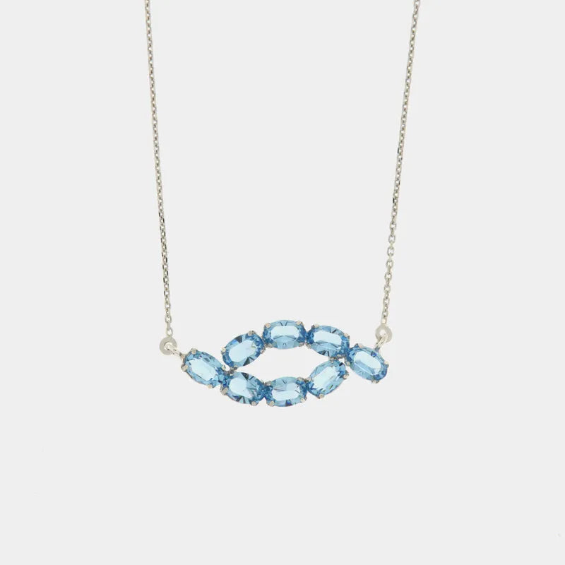 Collana in Argento 925  con cristalli celesti