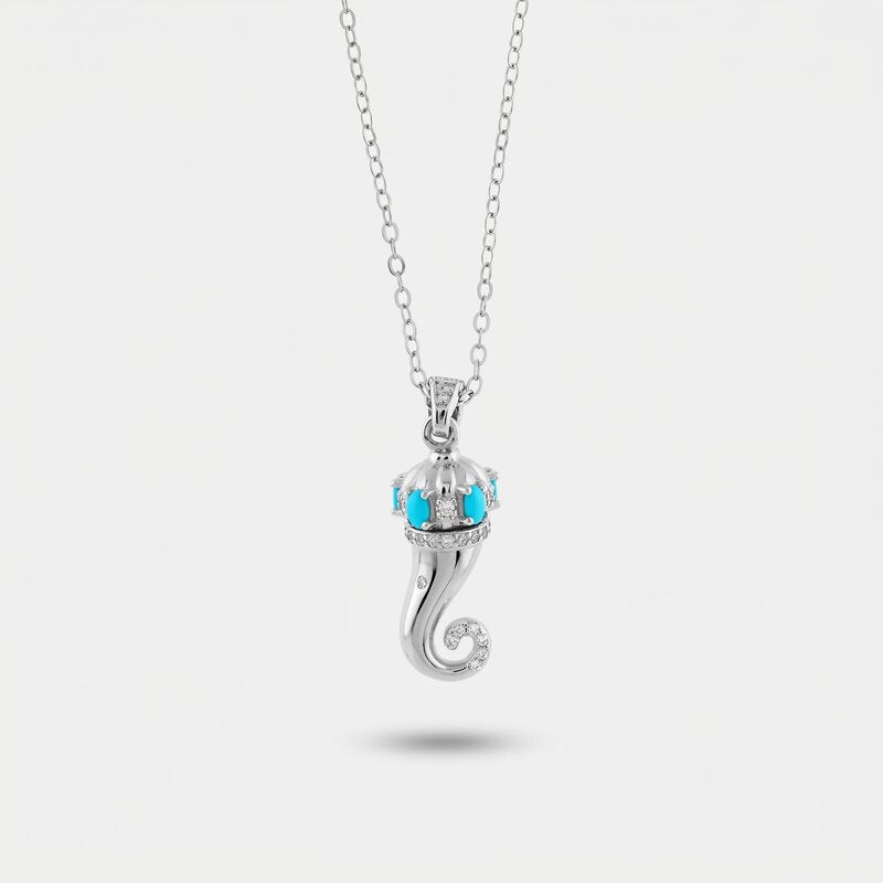 Collana in argento 925 con cornetto portafortuna turchese | collana cornetto argento | BYSIMON