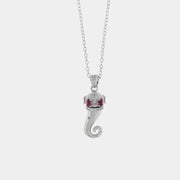 Collana in Argento 925 con cornetto portafortuna impreziosito da smalto rosso
