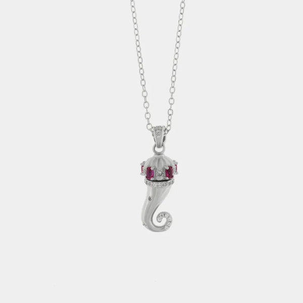 Collana in argento 925 con cornetto portafortuna rosso | collana cornetto argento | BYSIMON