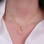 Collana in Argento 925 con tamburello impreziosito da zirconi rossi