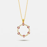 Collana in Argento 925 con tamburello impreziosito da zirconi rossi - BYSIMON gioielli