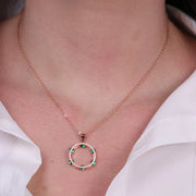 Collana in Argento 925 con tamburello impreziosito da zirconi verdi