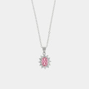 Collana in Argento 925 con zirconi bianchi e zircone centrale rosa