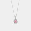 Collana in Argento 925 con zirconi bianchi e zircone centrale rosa