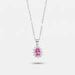 Collana in Argento 925 con zirconi bianchi e zircone centrale rosso - BYSIMON gioielli