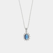 Collana in Argento 925 con zirconi bianchi e zircone centrale blu