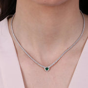 Collana in Argento 925 con cuore verde impreziosito da zirconi