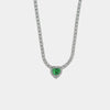 Collana in Argento 925 con cuore verde impreziosito da zirconi