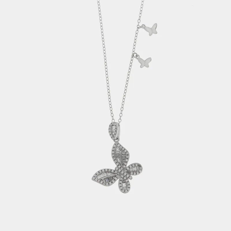 Collana in Argento 925 con farfalla impreziosita da zirconi Collezione Barcellona - BYSIMON gioielli