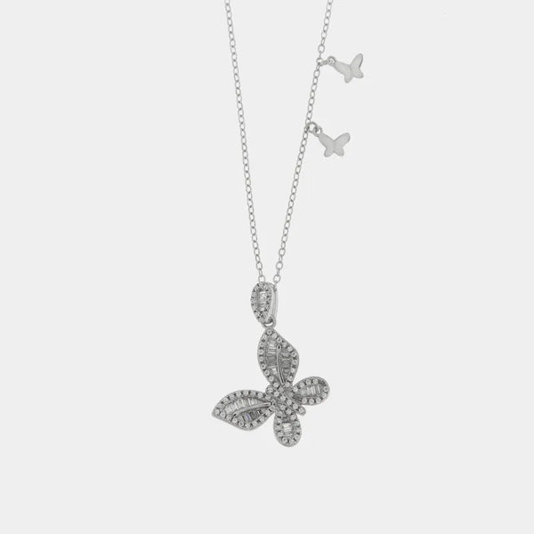 Collana in Argento 925 con farfalla impreziosita da zirconi Collezione Barcellona - BYSIMON gioielli