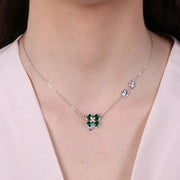 Collana in Argento 925 con fiore verde