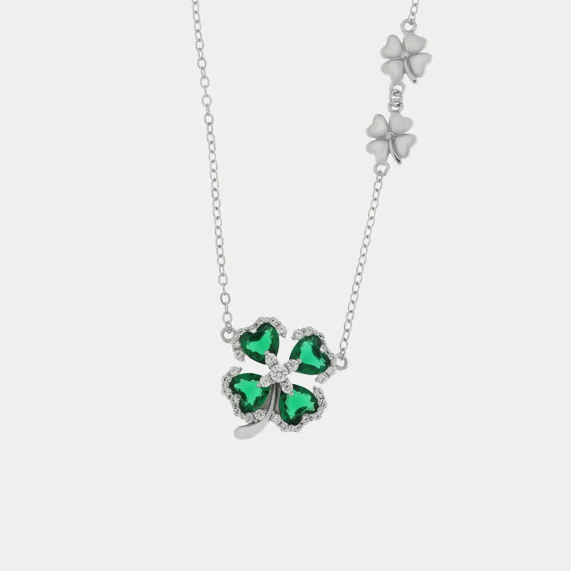 Collana in Argento 925 con fiore verde Collezione Barcellona - BYSIMON gioielli