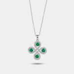 Collana in Argento 925 con fiore impreziosito da zirconi verdi Collezione Barcellona - BYSIMON gioielli