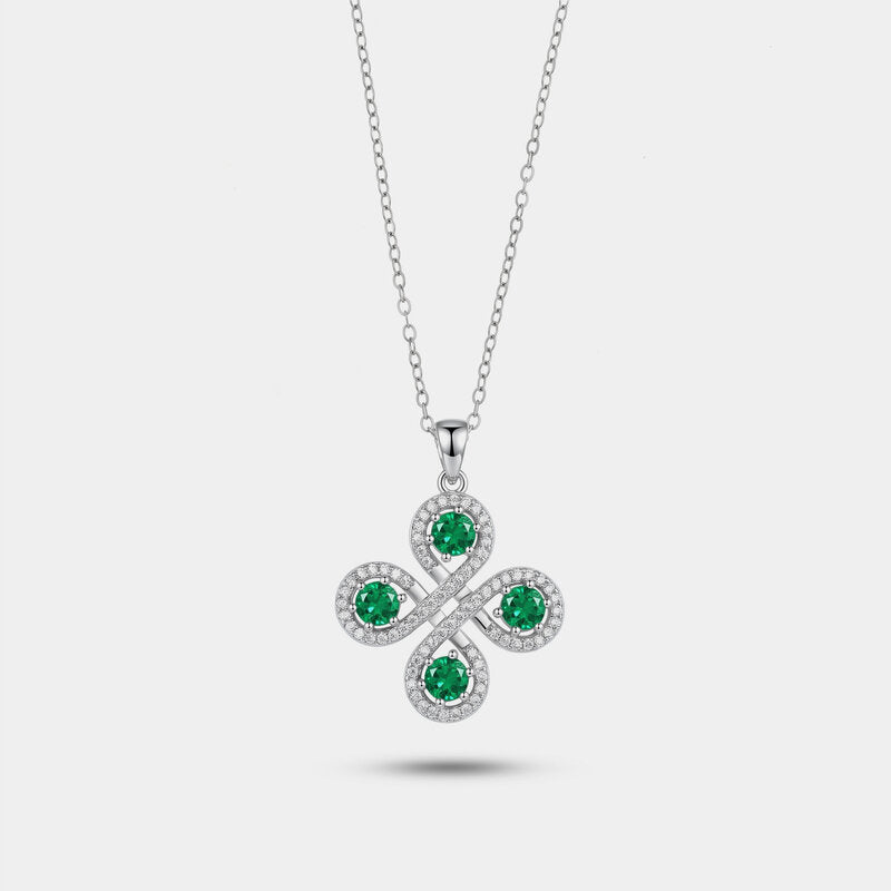 Collana in Argento 925 con fiore impreziosito da zirconi verdi Collezione Barcellona - BYSIMON gioielli