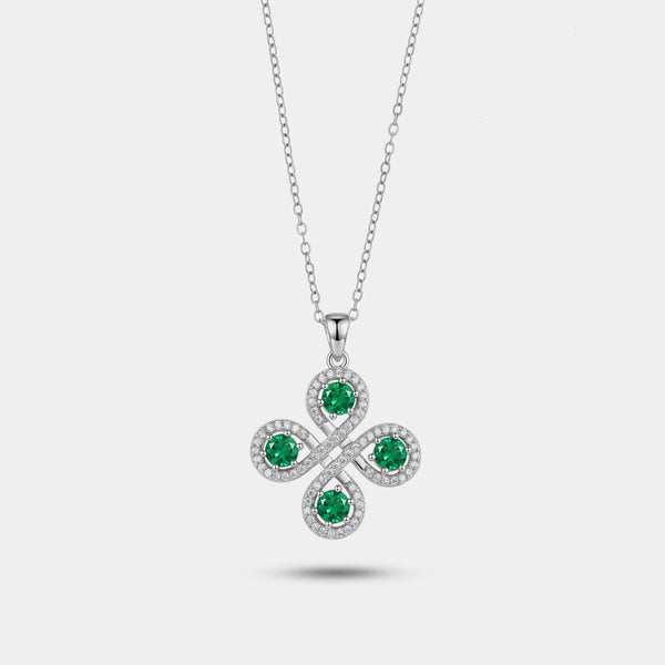 Collana in Argento 925 con fiore impreziosito da zirconi verdi Collezione Barcellona - BYSIMON gioielli