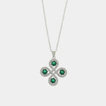 Collana in Argento 925 con fiore impreziosito da zirconi verdi Collezione Barcellona - BYSIMON gioielli