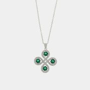 Collana in Argento 925 con fiore impreziosito da zirconi verdi