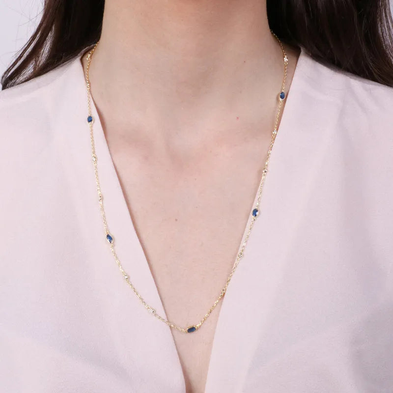 925 Silver necklace with blue zircons