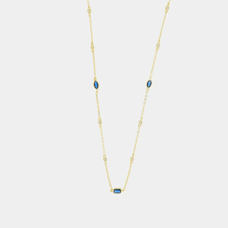 925 Silver necklace with blue zircons
