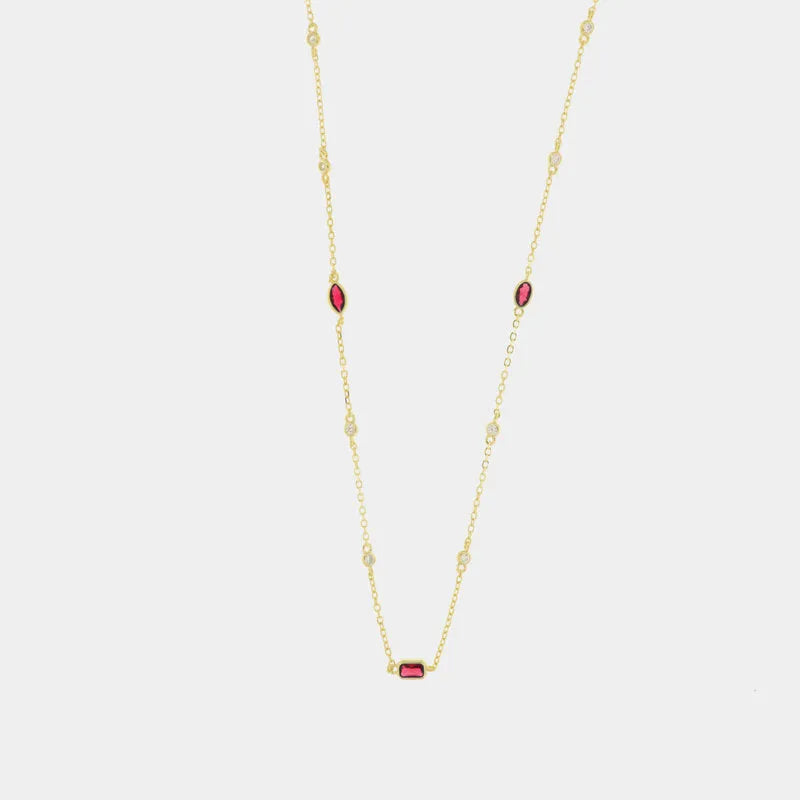 Collana in Argento 925 con zirconi rossi