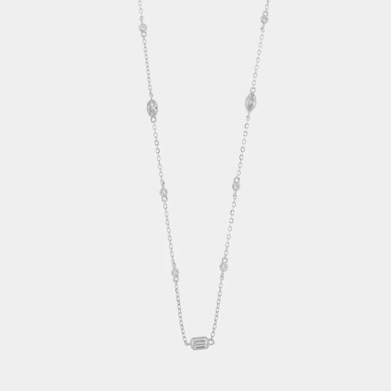 925 Silver necklace with transparent zircons