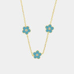 Collana in Argento 925 con fiori smaltati azzurri