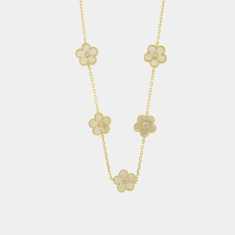 Collana in Argento 925 con fiori in madreperla