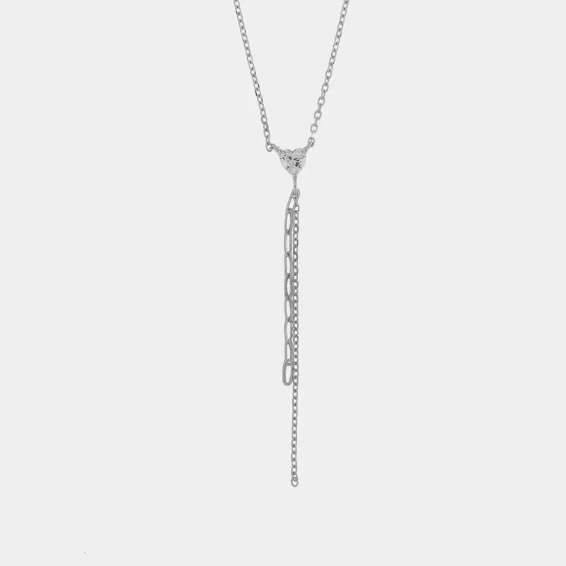 Collana in Argento 925 con cuore e catene pendenti