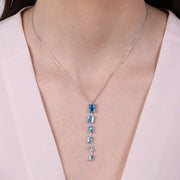 Collana in Argento 925 con zirconi colorati nelle sfumature blu