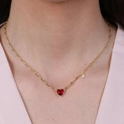 Collana in Argento 925 a catena con cuore rosso