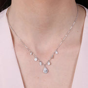 Collana in Argento 925 con zirconi a forma ovale pendenti