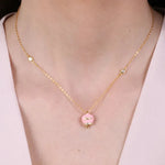Collana in Argento 925 con campanella rosa Capri e zirconi