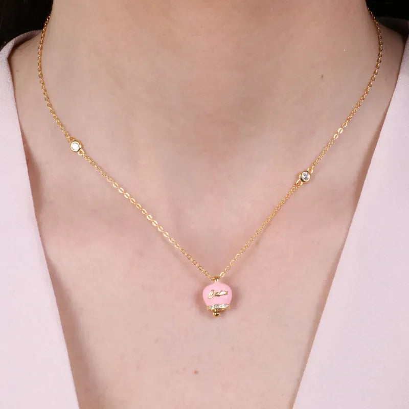 Collana in Argento 925 con campanella rosa Capri e zirconi
