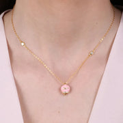 Collana in Argento 925 con campanella rosa Capri e zirconi