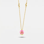 Collana in Argento 925 con campanella rosa Capri e zirconi