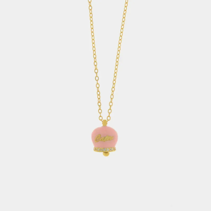 Collana in Argento 925 con campanella rosa Capri e zirconi