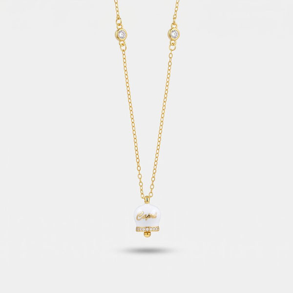 Collana in Argento 925 con campanella bianca Capri e zirconi