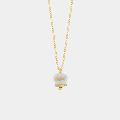 Collana in Argento 925 con campanella bianca Capri e zirconi