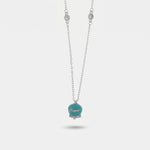 Collana in Argento 925 con campanella azzurra Capri e zirconi