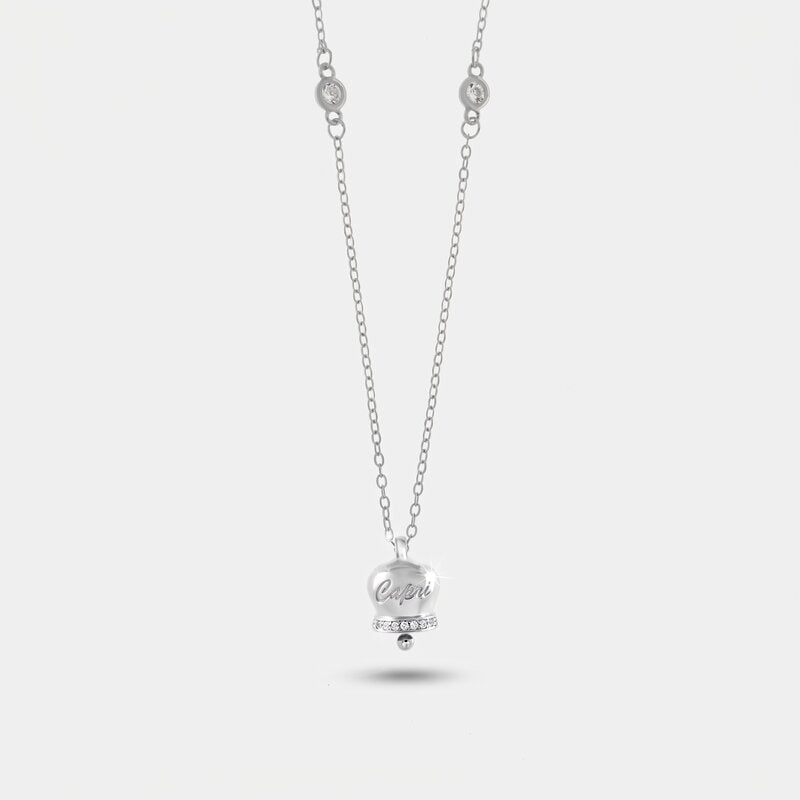 Collana in Argento 925 con campanella Capri e zirconi