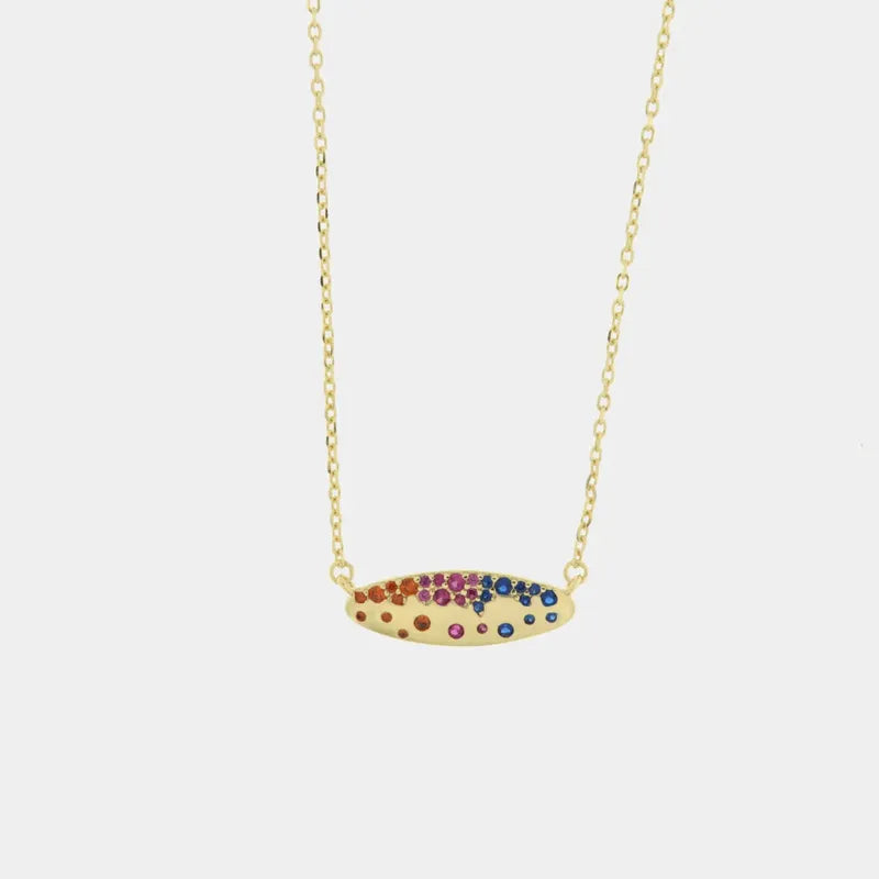 Collana in Argento 925 con piastra impreziosita da zirconi multicolor