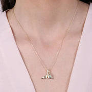 Collana in Argento 925 con pinne e punto luce acquamarina