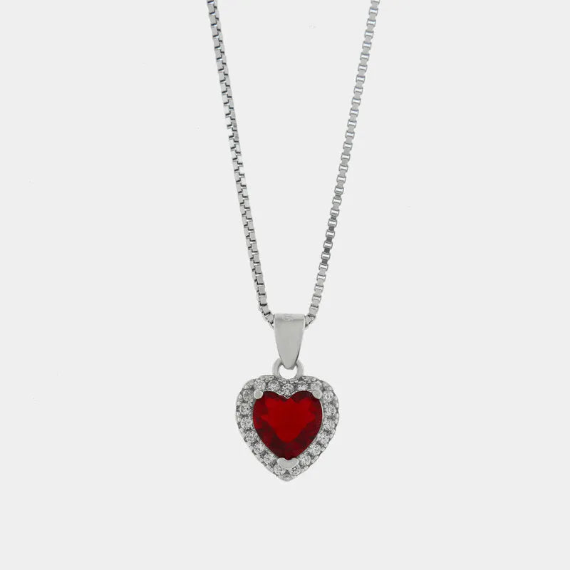 Collana in Argento 925 con cuore rosso pendente - BYSIMON gioielli
