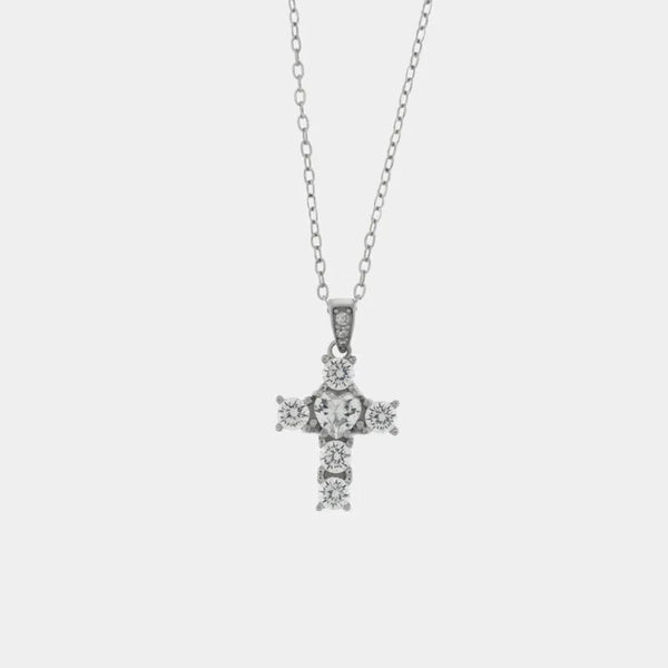 Collana in Argento 925 con croce impreziosito da zirconi