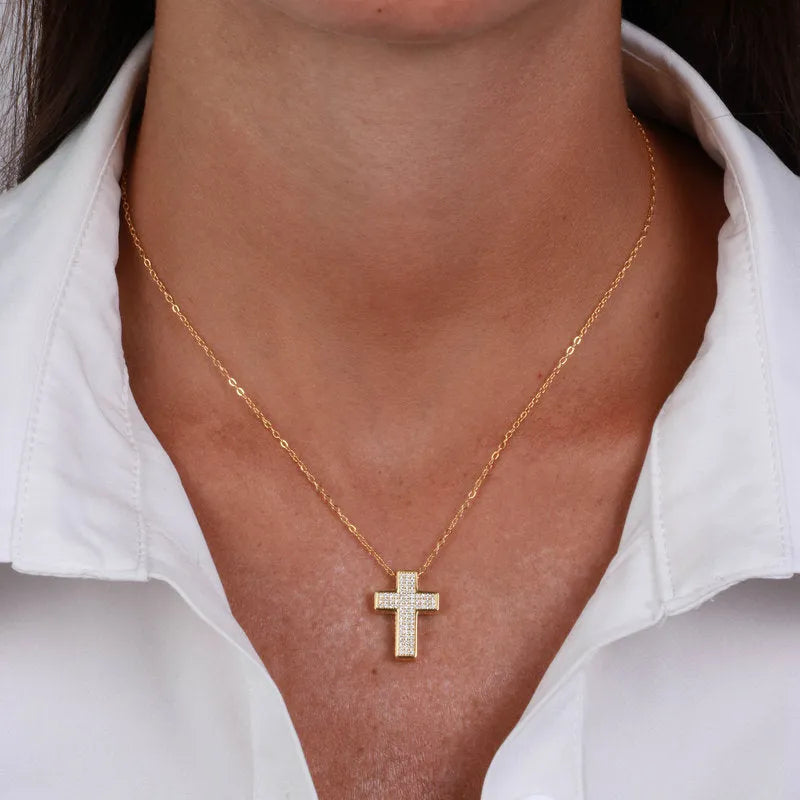 Collana in Argento 925 con croce impreziosita da zirconi