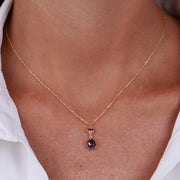 Collana in Argento 925 con due cristalli nelle sfumature del viola