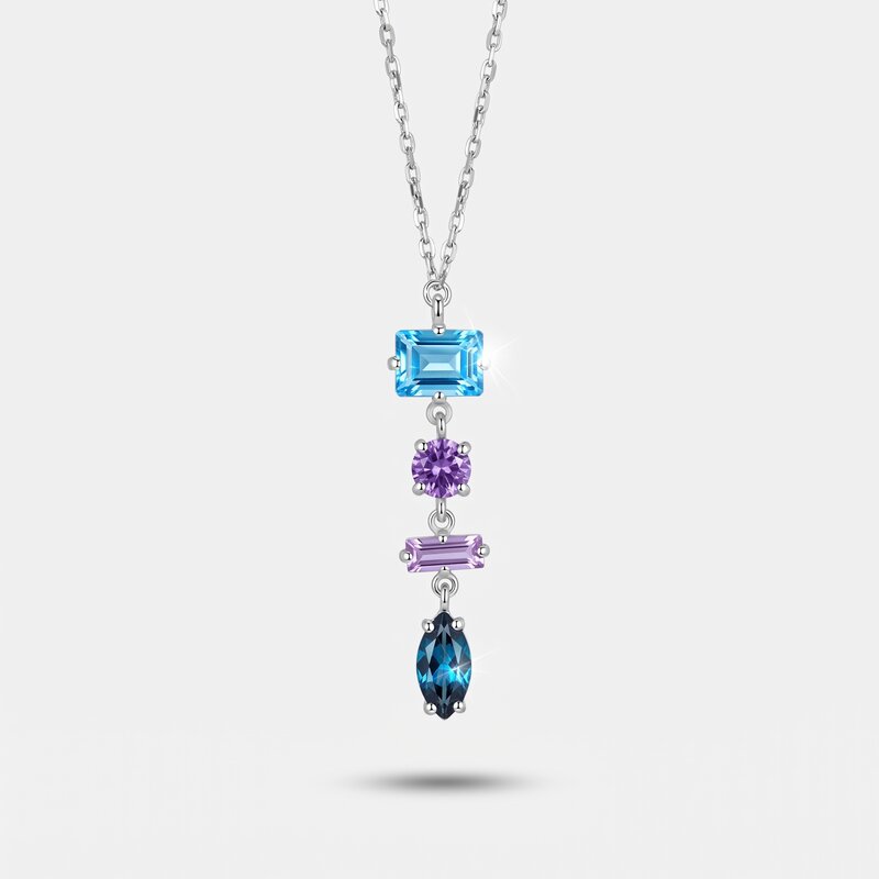 Collana in Argento 925 con cristalli nelle sfumature blu - BYSIMON gioielli