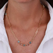 Collana in Argento 925 con cristalli rosa e celesti